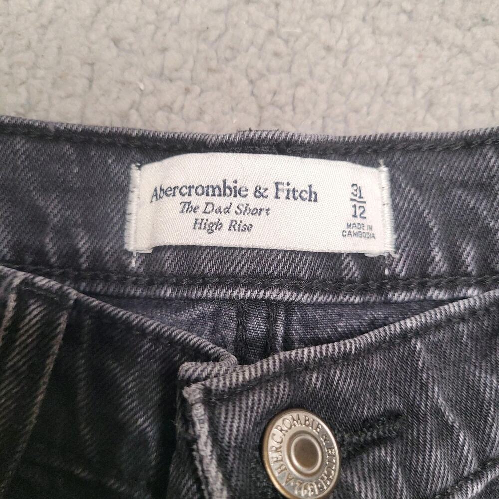 Abercrombie & Fitch Shorts Womens 31 12 Black Denim The Dad Short High Rise - Picture 3 of 7